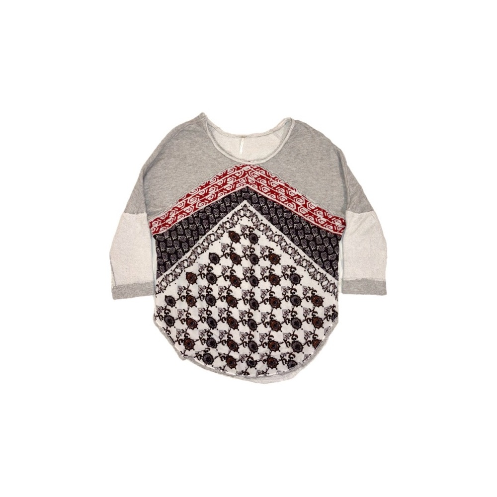 Free People Del Ray Bandana Print Tunic in Grey Black Red White – Size Large